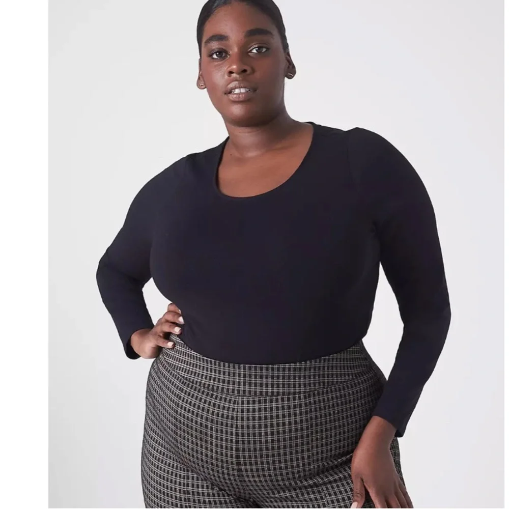 Lane Bryant bodysuit black long sleeve scoop neck